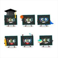 School student of numeric on board cartoon character with various expressions vector