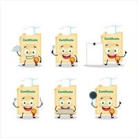 Cartoon character of award paper with various chef emoticons vector