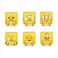 Gold first button cartoon character with sad expression vector