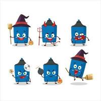 Halloween expression emoticons with cartoon character of new blue highlighter vector