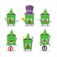 Cartoon character of new green highlighter with various circus shows vector