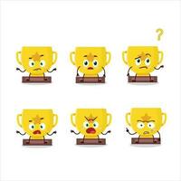 Cartoon character of gold trophy with what expression vector