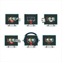 Numeric on board cartoon character are playing games with various cute emoticons vector