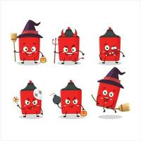 Halloween expression emoticons with cartoon character of red highlighter vector