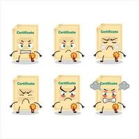 Award paper cartoon character with various angry expressions vector