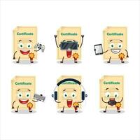 Award paper cartoon character are playing games with various cute emoticons vector