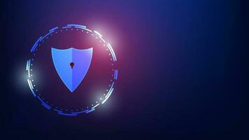 digital shield with virtual screen on dark background cyber security technology fraud prevention vector