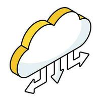 A flat design icon of cloud arrows vector