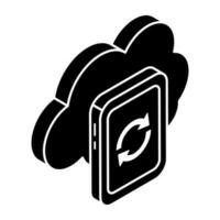 Arrows inside smartphone with cloud, icon of cloud mobile sync vector