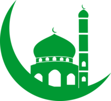 Mosque and moon logo icon symbol sign green design transparent background png