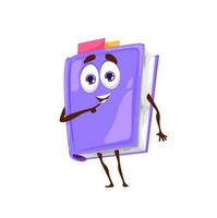 Cartoon book, school textbook cute character vector