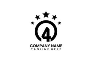 Flat number four winner achievement logo template vector