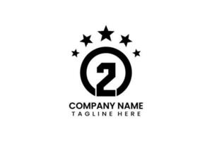 Flat number two winner achievement logo template vector