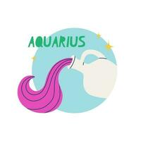 Aquarius zodiac sign. The eleventh symbol of the horoscope. Astrological sign of those born in February. Vector illustration for design.