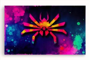 spider silhouette on abstract watercolor background, halloween concept.Digital art, photo