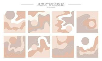 Set of abstract backgrounds. Hand-drawn various shapes and doodles. Modern trendy vector illustration. Each background is isolated. Pastel shades