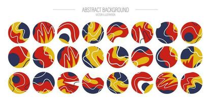 Big set of different vector highlights covers. Abstract backgrounds. Various shapes, lines, spots, dots, scribbles. Drawn templates. Round badges for social media stories.