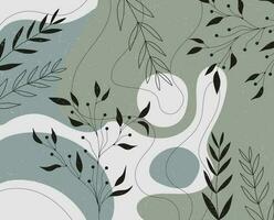 Abstract nature art vector background. Modern wallpaper shape line art. Boho foliage, botanical tropical leaves and floral pattern for summer sale banners, wall art, prints and fabrics.