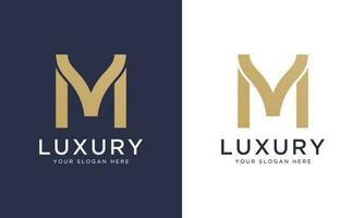 Royal premium letter m logo design vector template in gold color. Beautiful logotype design for luxury company branding.