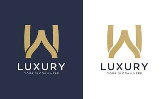 Royal premium letter w logo design vector template in gold color. Beautiful logotype design for luxury company branding.