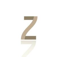 Alphabet Letter Z Logo Design With Glossy Reflection Vector Icon Illustration. Elegant Minimal Letter Symbol.