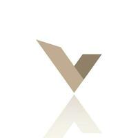 Alphabet Letter V Logo Design With Glossy Reflection Vector Icon Illustration. Elegant Minimal Letter Symbol.