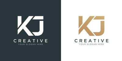 Luxury Letter Kj Logo Template In Gold And White Color. Initial Luxury Kj Letter Logo Design. Beautiful Logotype Design For Luxury Company Branding. vector