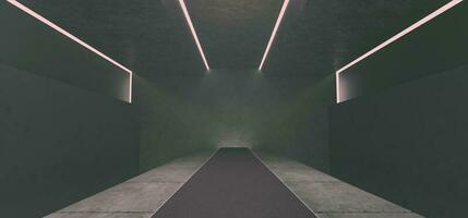 walkway pipe cement surface Futuristic Technology Tunnel Room Empty Tunnel Neon Glow Dark Corridor Fluorescent Neon Color Background Spaceship 3d Illustration photo