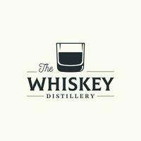 Vintage premium whiskey logotype label with hand lettering. for drinks , rum, pub, company. vector