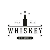 Vintage premium whiskey logotype label with hand lettering. for drinks , rum, pub, company. vector