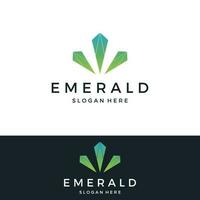 Luxury Antique Emerald Gemstone logo template in trendy style for jewelry. vector