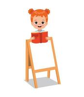 boy holding a book and a blank board vector