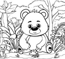 linda osito de peluche oso colorante paginas para niños vector