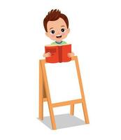 boy holding a book and a blank board vector