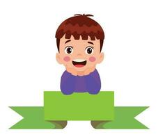 Cartoon little boy with a banner on a white background vector