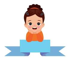 Cartoon little boy with a banner on a white background vector