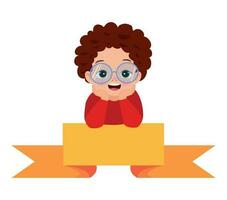 Cartoon little boy with a banner on a white background vector