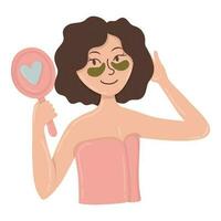Doodle clipart girl admiring herself in the mirror vector