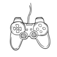 Sketch of joystick. Doodle style vector gamepad. Video games Concept