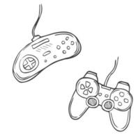 hand drawn game pad. video game controller icon in doodle style vector