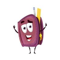 School pencil case smiling cartoon character vector