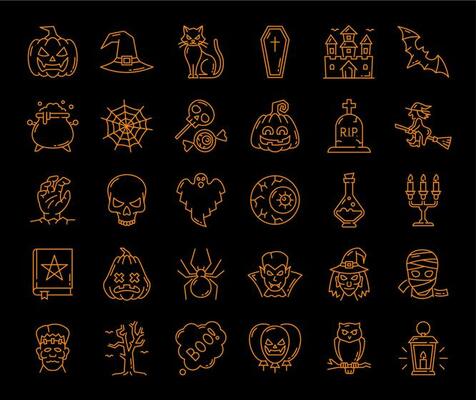 Halloween ghost, pumpkin, witch or spiderweb icons
