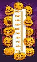 Halloween cartoon pumpkins kids height chart vector