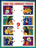 Dia de los muertos find the half kids vector game