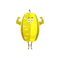Cartoon carambola fruit character with muscles vector