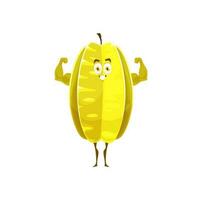 dibujos animados carambola Fruta personaje con músculos vector