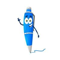 Cartoon cute funny school pen mascot character vector