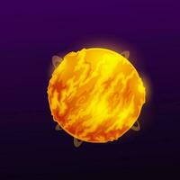 Outer space globe, burning planet in atmosphere vector