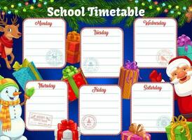 School timetable or schedule, Christmas background vector