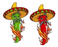 dibujos animados mexicano jalapeño o chile pimienta personaje vector